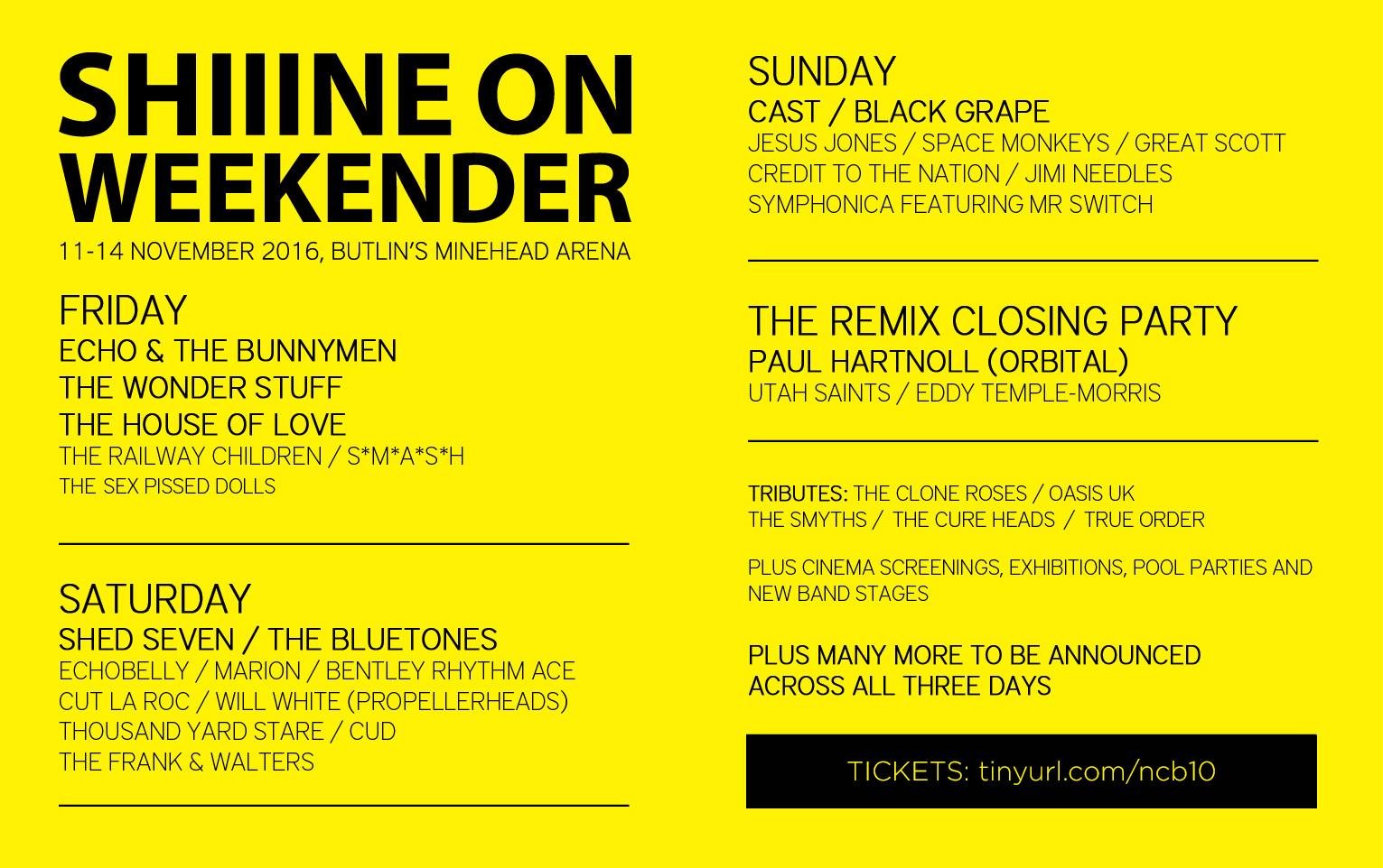 Shiiine On Weekender flyer